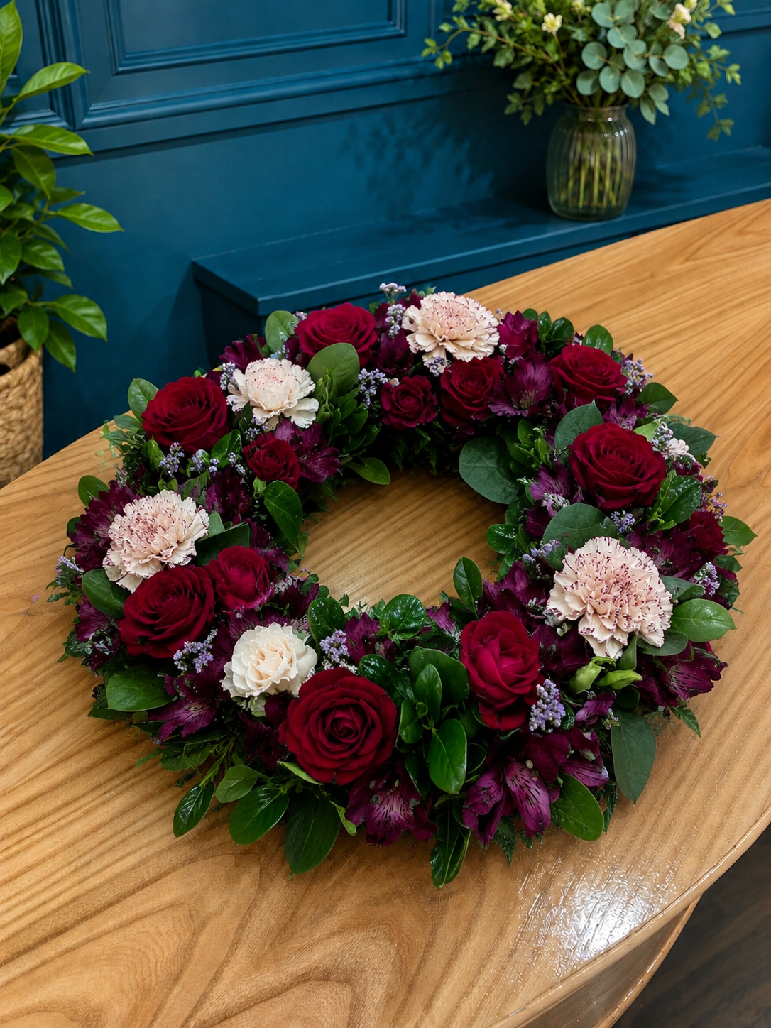 Red & Pink Funeral Wreath