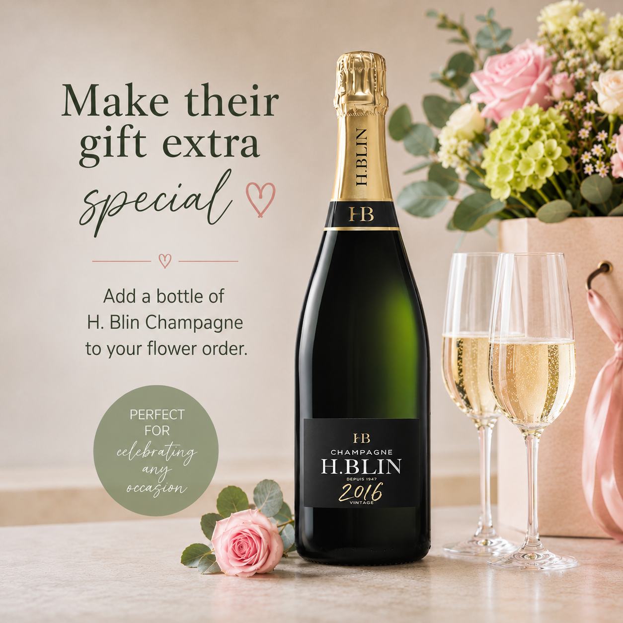 bottle of h blin champagne