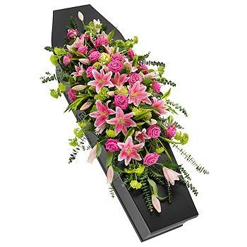 Pink Rose And Lily Casket Spray