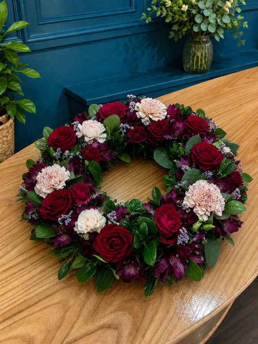 Red & Pink Funeral Wreath