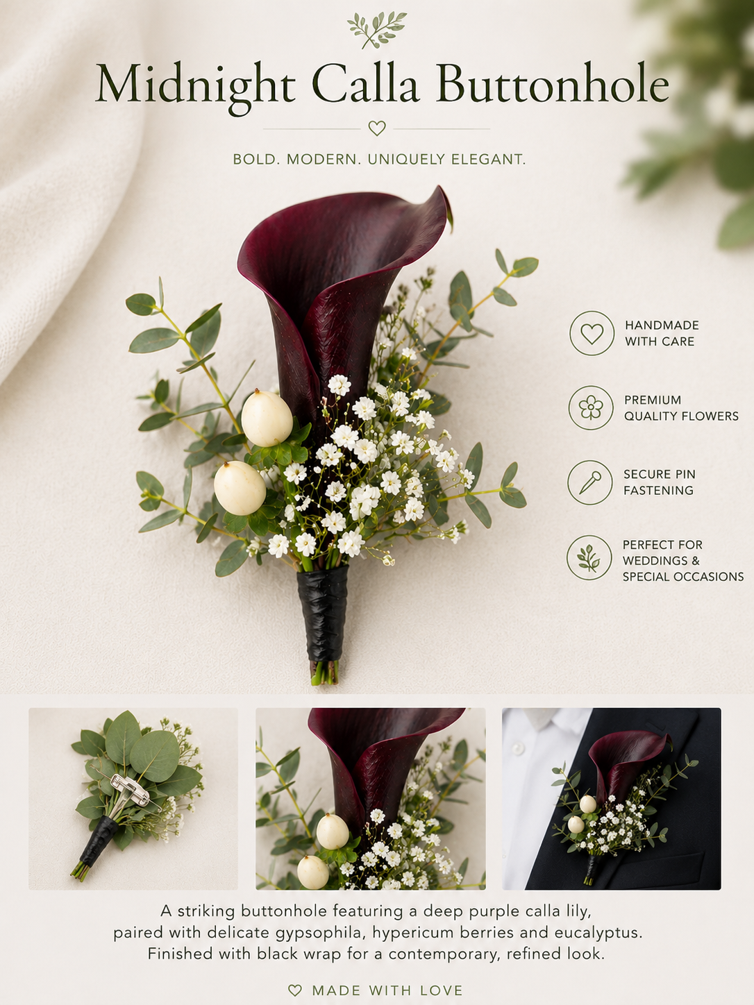 Midnight Calla Buttonhole
