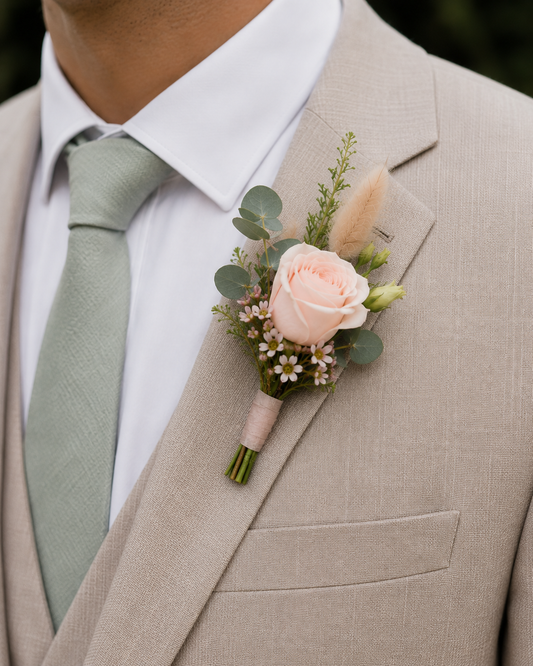 Blush Boho Gents Buttonhole