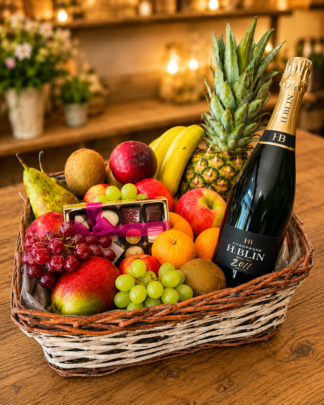 Vintage Champagne Fruit Basket