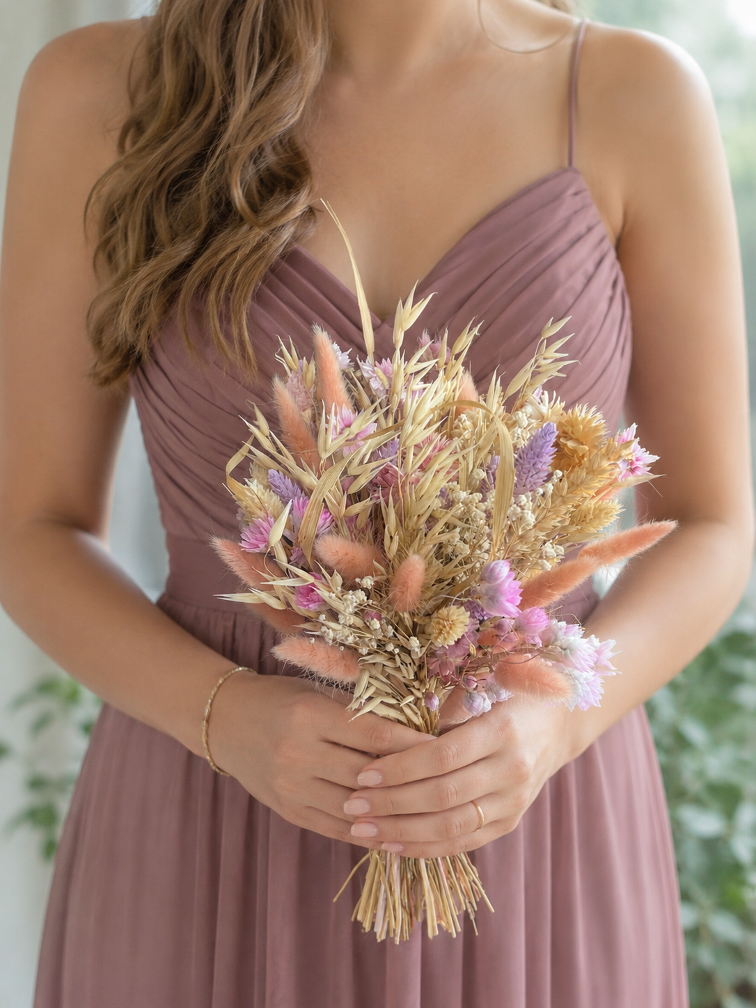 Pink Dried Bridesmaid Bouquet