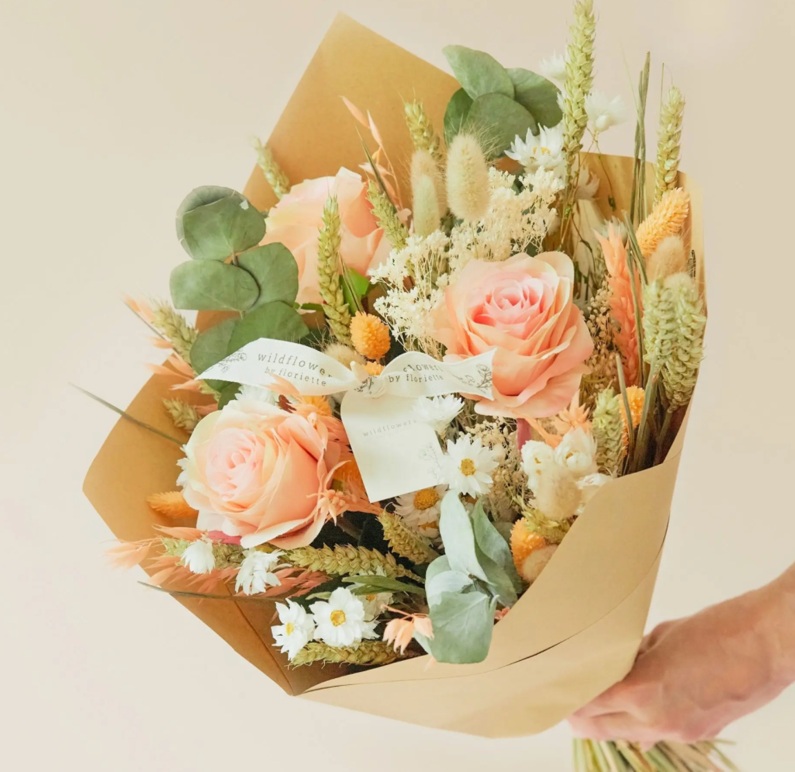 Peach Romantic Dried & Faux Bouquet