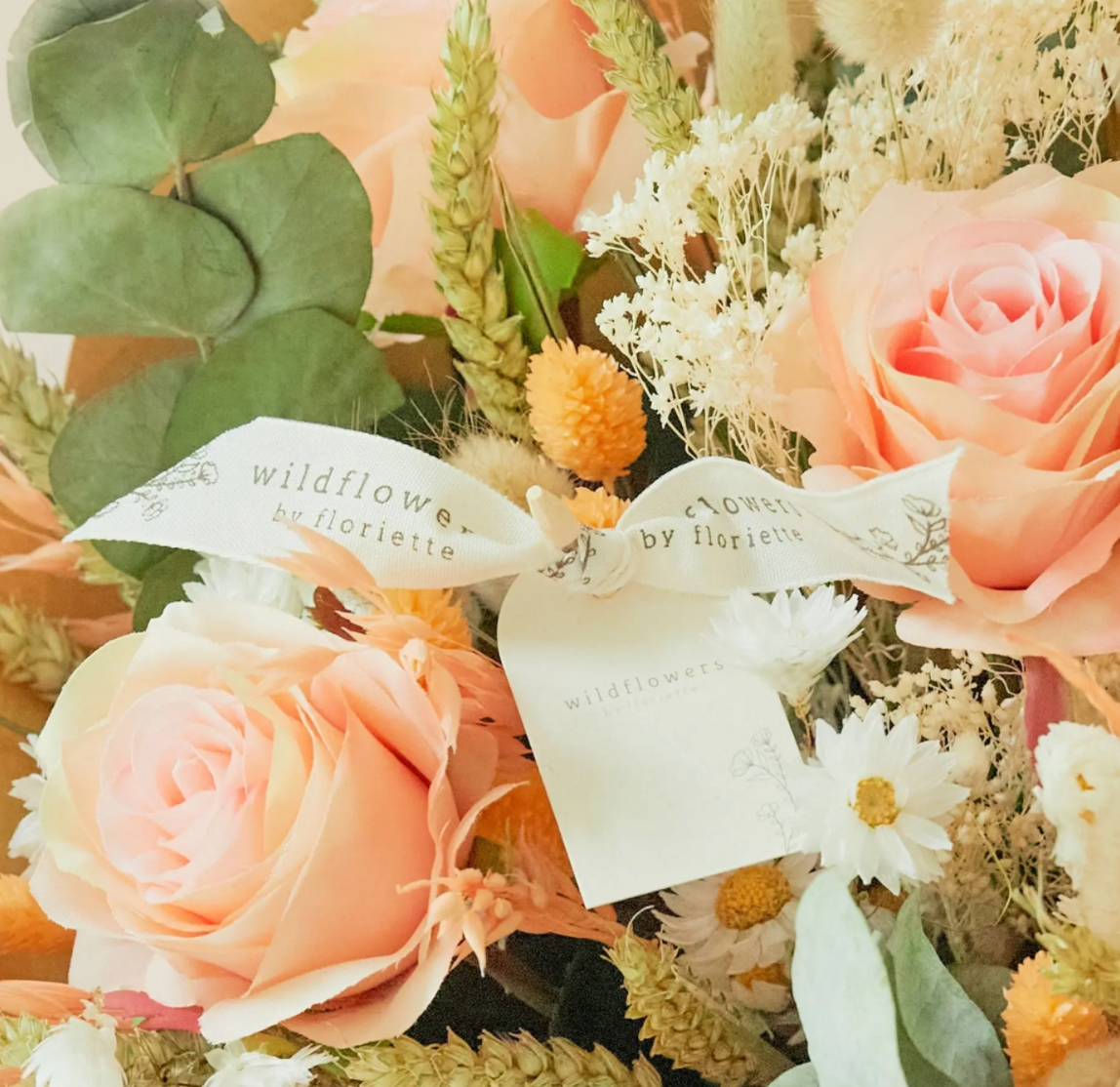 Peach Romantic Dried & Faux Bouquet