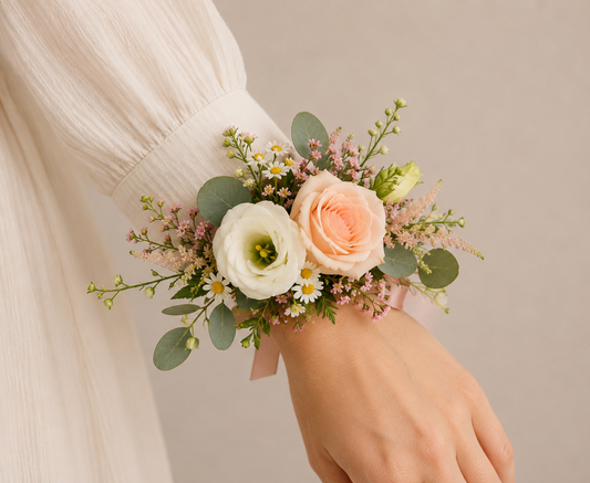 Pastel Cottage Garden Wrist Corsage